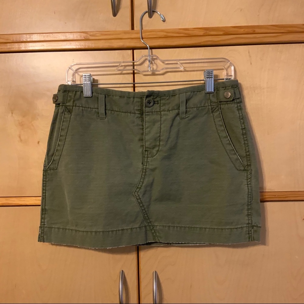 Army green mini skirt